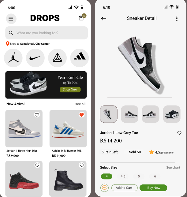 Sneaker E-commerce App showcase